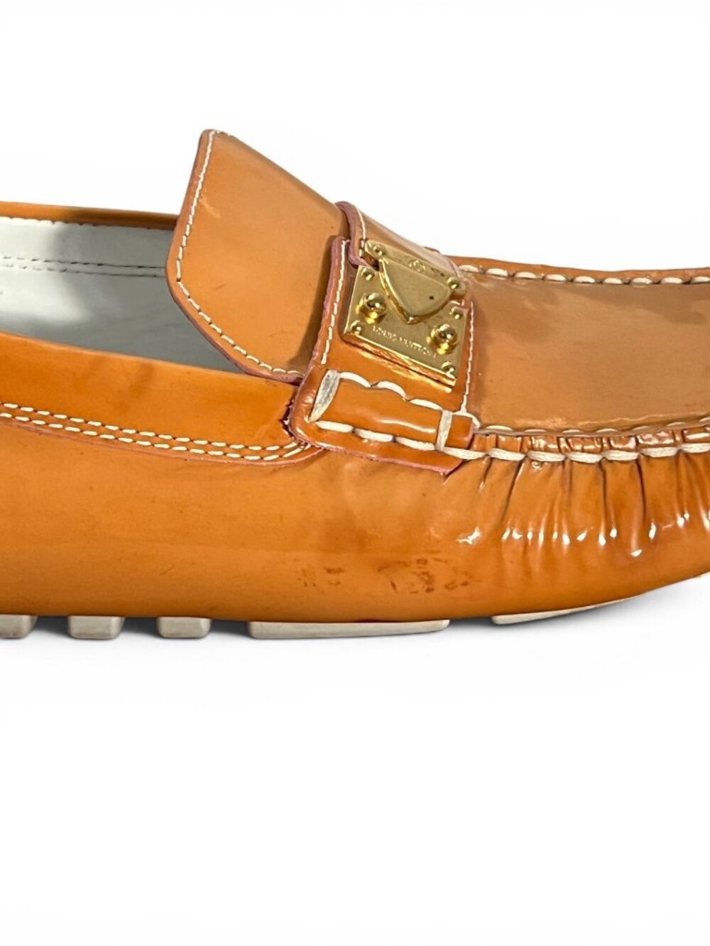 Louis Vuitton Lombok Patent Leather Tan Loafers Gold-Tone Hardware Size 36 1/2 - Picture 7 of 8